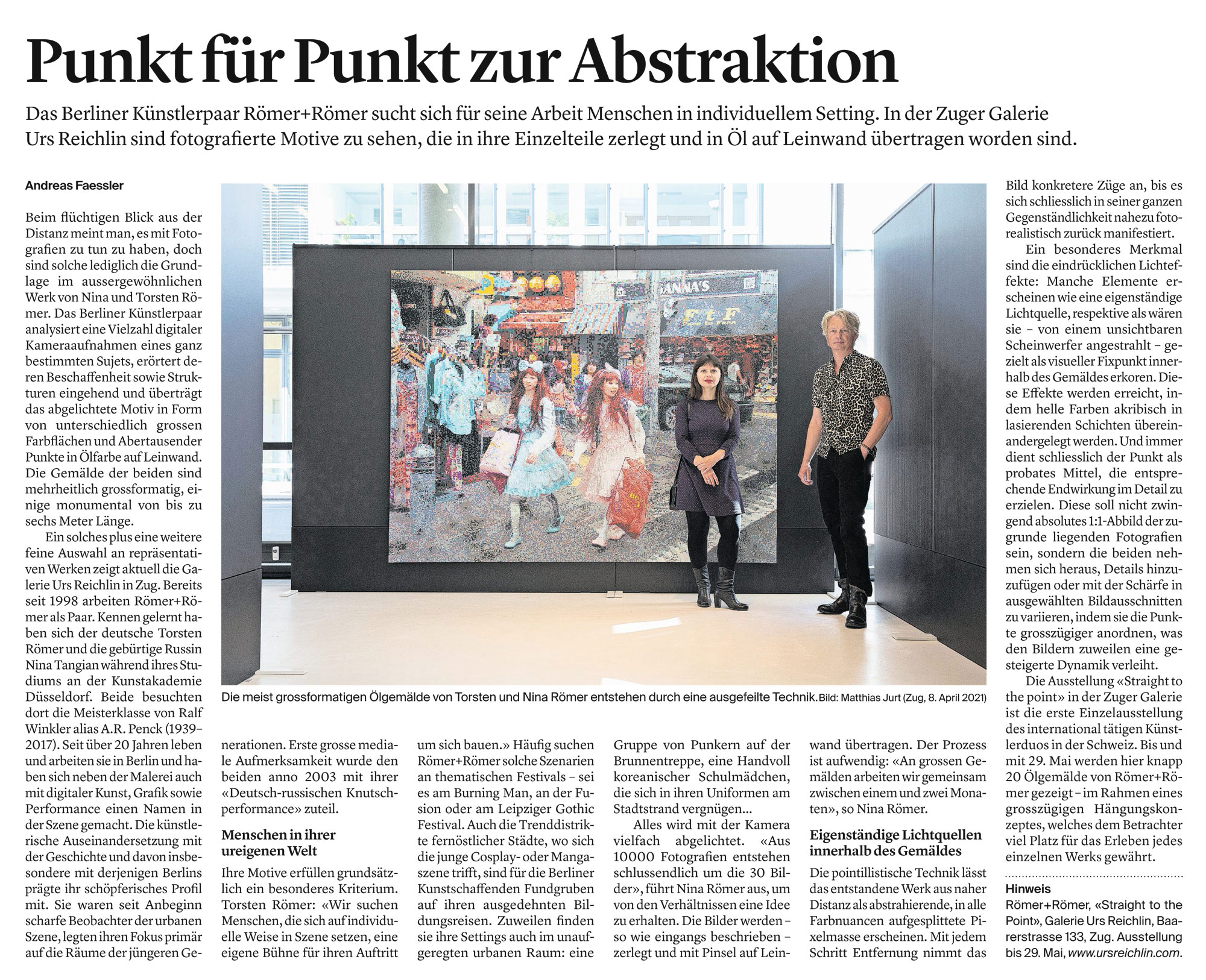 Luzerner Zeitung Römer + Römer, Galerie Urs Reichlin 2021