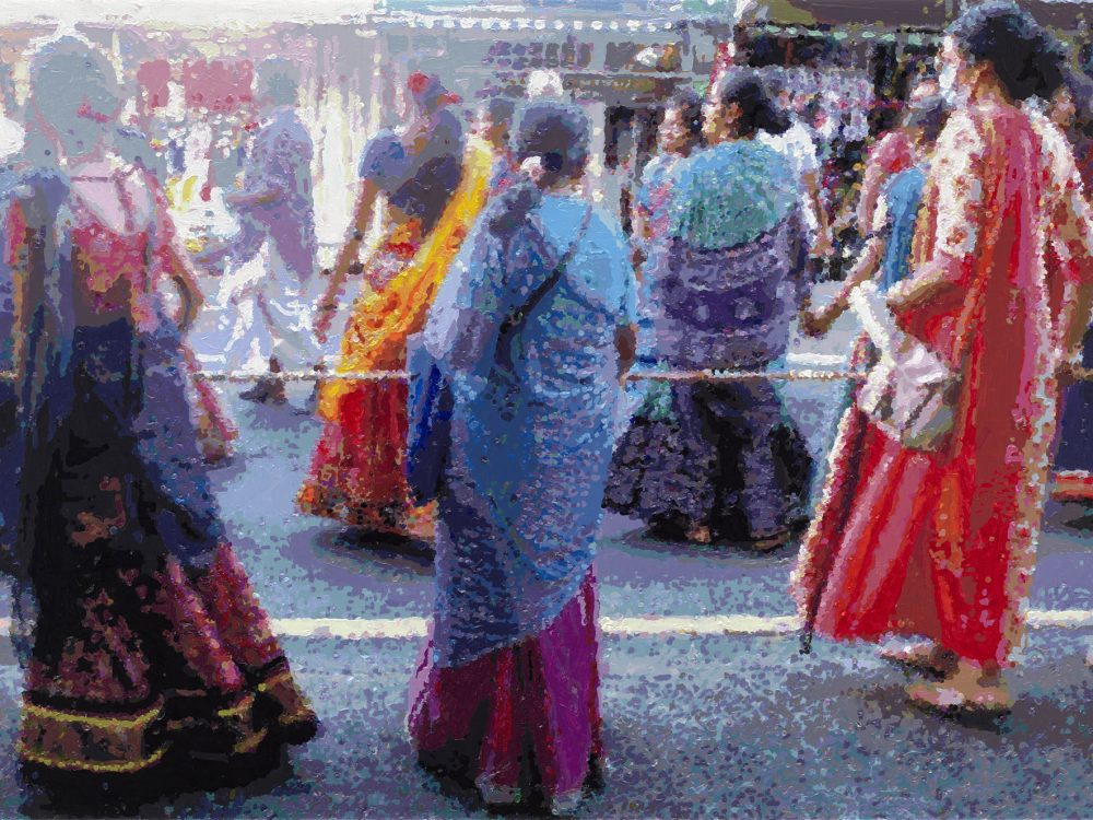 Römer + Römer, Prozession in der Royal Road, 2023, Öl auf Leinwand, 70 x 105 cm